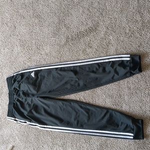 Adidas Classic Track Pants with Cuff Pockets Youth Boys Girls Black White 10/12